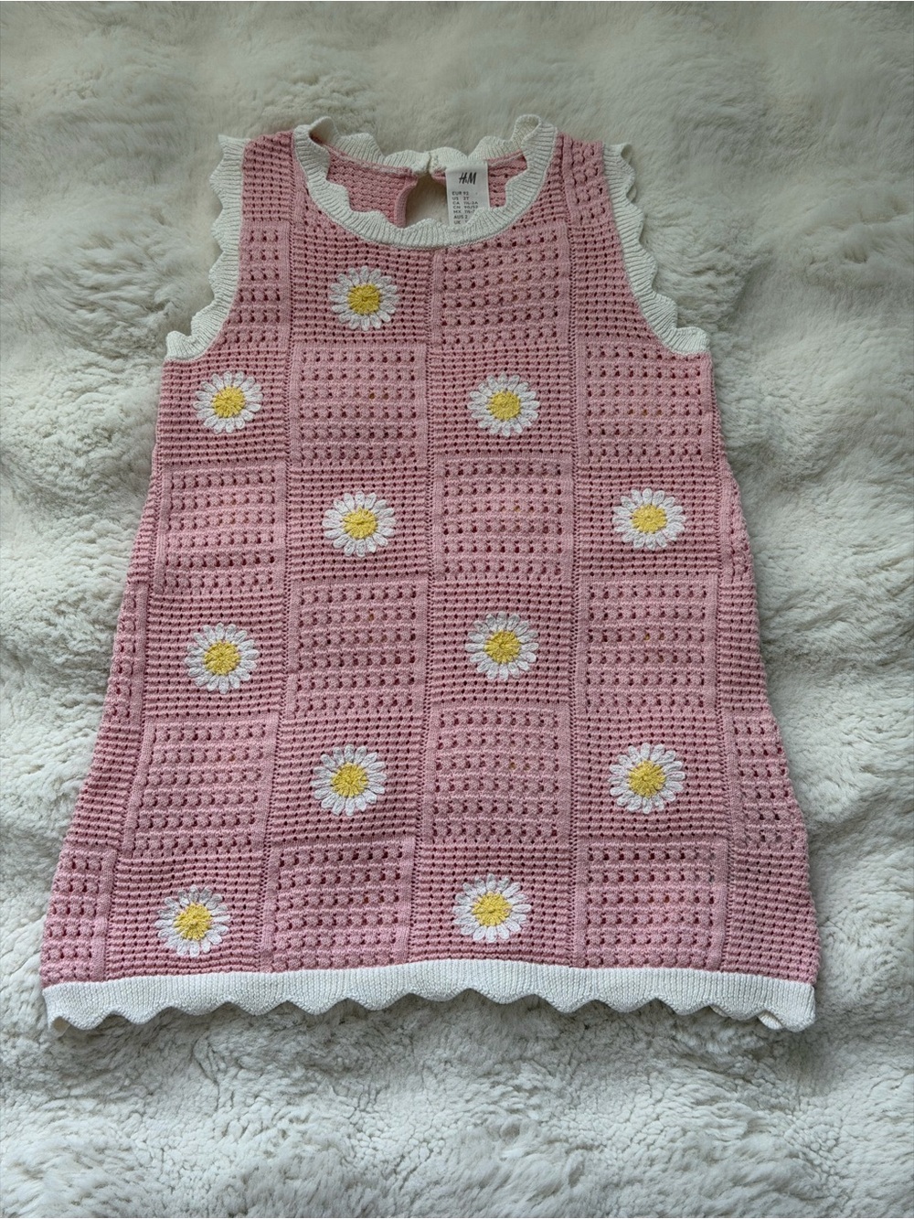 H&M Soft Pink Crochet - Look Daisy Dress  - 2T Toddler Girl